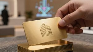 Премиальные металлизированные визитки из титана и золота для участников бизнес-форумов от компании Карта Премиум